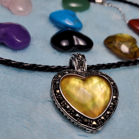 Jewelry - Authentic Rare 925 ITALY SILVER Heart Shape Interchangeable Pendant Gemstones